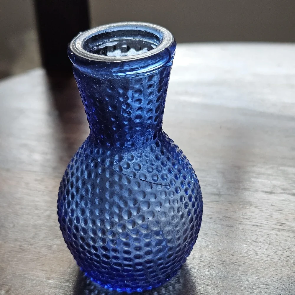 Vintage Cobalt Blue Hobnail Bud Vase Made in Taiwan‎ Mini Shelf Decor